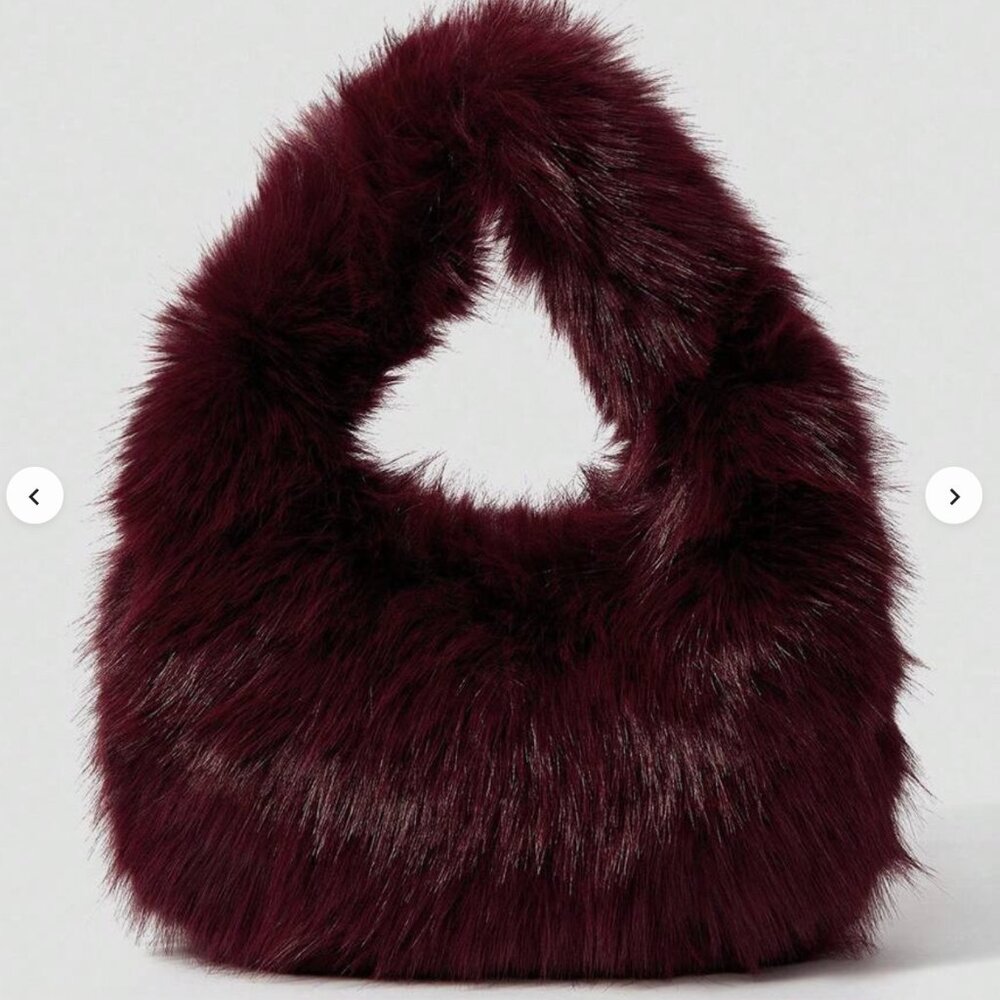 Fluffy burgundy bag